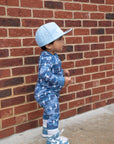 Bamboo Zip Romper | Blue Camo Bolts