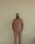 Men's Short Sleeve Bamboo Pajamas | Red Gingham