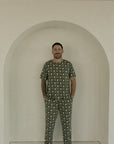 Men's Short Sleeve Bamboo Pajamas | Santa Checkerboard