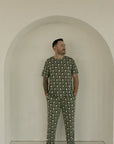 Men's Short Sleeve Bamboo Pajamas | Santa Checkerboard