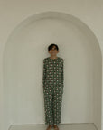 Pre-Teen Straight Leg Bamboo Pajamas | Santa Checkerboard