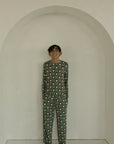 Pre-Teen Straight Leg Bamboo Pajamas | Santa Checkerboard
