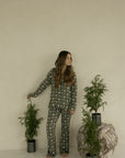 Long Sleeve Women's Bamboo Pajamas | Santa Checkerboard