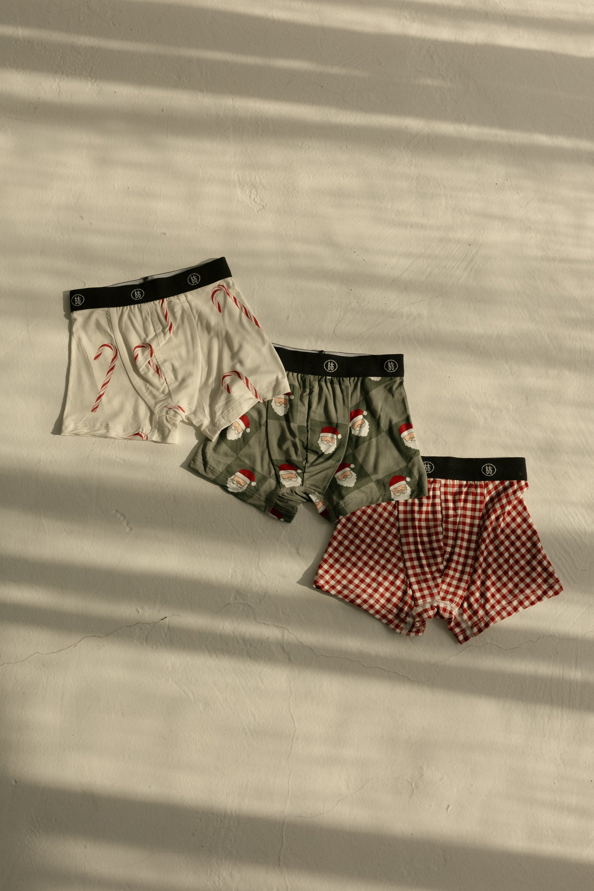 Bamboo Boxers (3 Pack) | Red Gingham, Candy Cane &amp; Santa Checkerboard