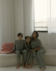 Pre-Teen Straight Leg Bamboo Pajamas | Santa Checkerboard
