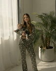 Bamboo Zip Pajamas | Santa Checkerboard