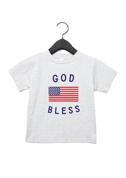 Classic God Bless the USA 4th of July Kids Graphic Tee