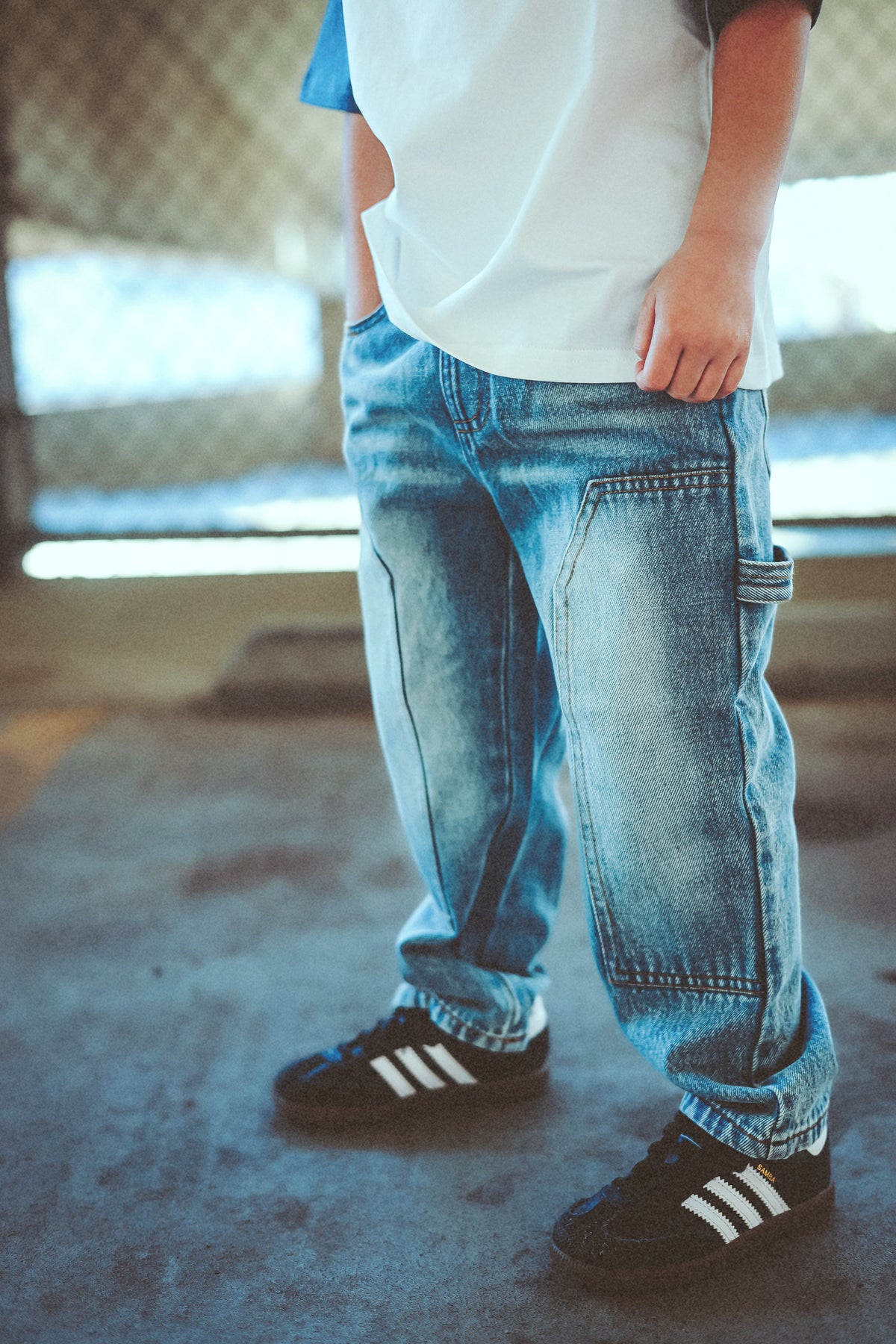 Double Knee Denim - Mid-Blue