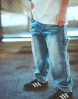 Double Knee Denim - Mid-Blue