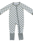 Light Green Checkered Bamboo Zipper