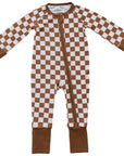 Rust Checkered Ribbed Bamboo Zipper