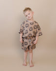 Shorts Set | Brown Smiley Face