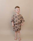 Shorts Set | Brown Smiley Face