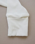 Cream Ribbed Bamboo Zipper