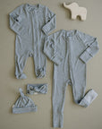 Heather Grey Ribbed Bamboo Zipper