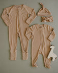 Latte Ribbed Bamboo Zipper