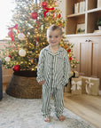 Green Stripe Collared Bamboo Set