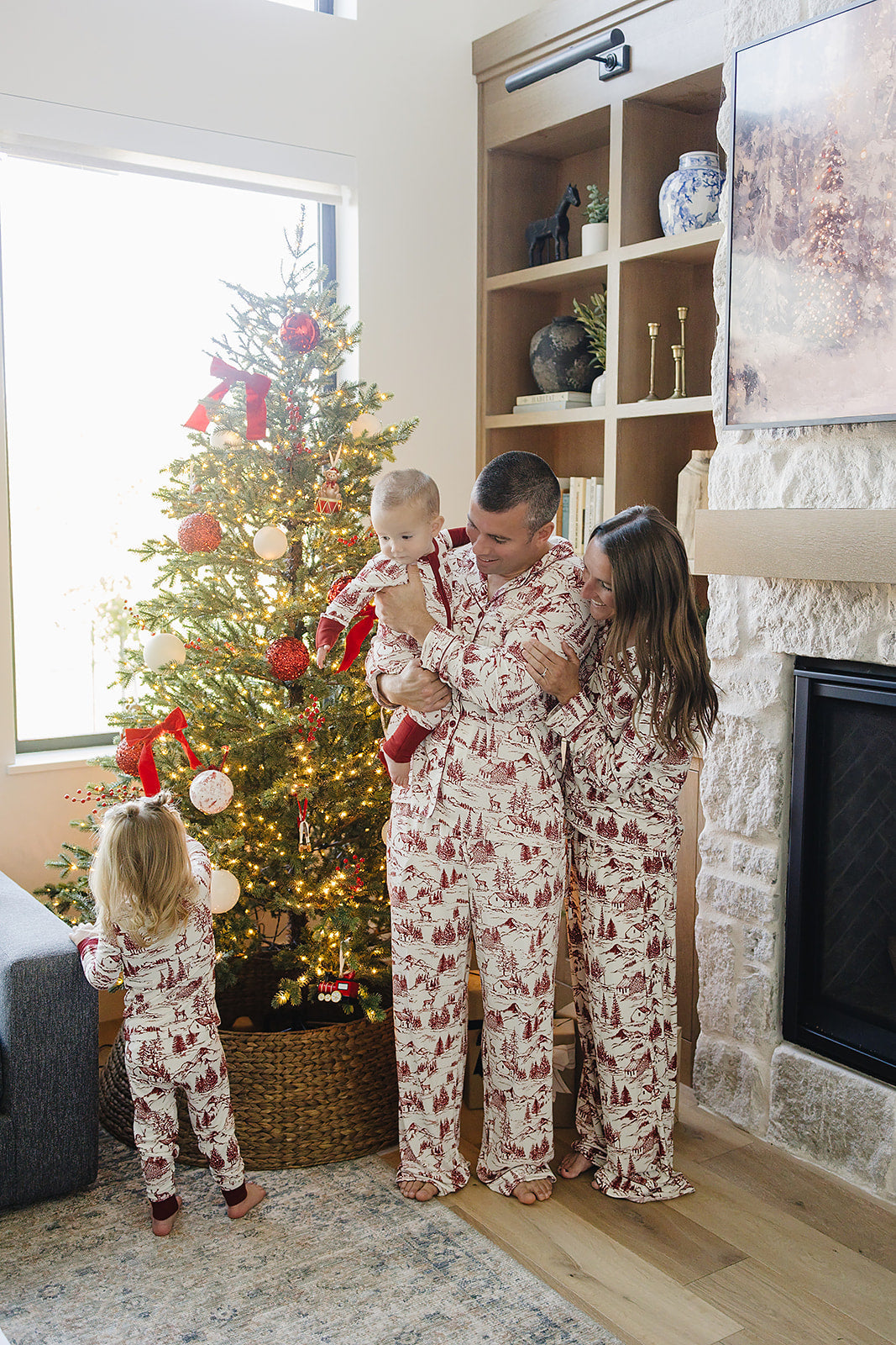 Holiday Toile Ribbed Bamboo Cozy Set