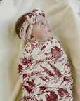 Holiday Toile Ribbed Bamboo Swaddle