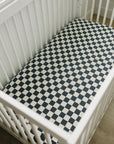 Charcoal Checkered Muslin Crib Sheet