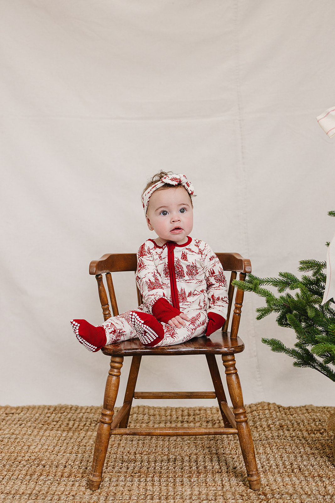 Holiday Toile Ribbed Bamboo Zipper