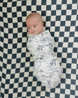 Charcoal Checkered Muslin Crib Sheet