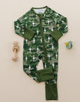 Bamboo Zip Romper | Green Camo Bolts