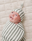Green Stripe Bamboo Newborn Knot Hat