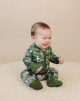 Bamboo Zip Romper | Green Camo Bolts