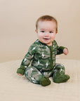 Bamboo Zip Romper | Green Camo Bolts