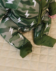 Bamboo Zip Romper | Green Camo Bolts