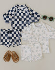 Wavy Checkered  Long Sleeve Swim Set