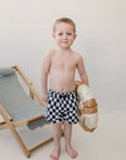 Wavy Checkered Swim Shorts