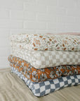 Taupe Checkered Twin Muslin Quilt
