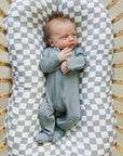 Dusty Blue Bamboo Footed Zipper