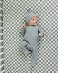 Heather Grey Ribbed Bamboo Zipper