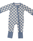Blue Checkered Bamboo Zipper