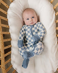 Blue Checkered Bamboo Zipper