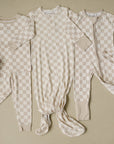 Taupe Checkered Bamboo Cozy Set