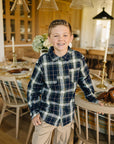 Navy Plaid Button Up Shirt