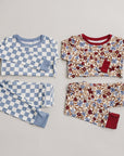 Blue Checkered Ribbed Bamboo Cozy Set