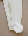 Cream Ribbed Bamboo Zipper