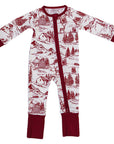 Holiday Toile Ribbed Bamboo Zipper