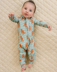 Bamboo Zip Romper | Gingerbread Gingham