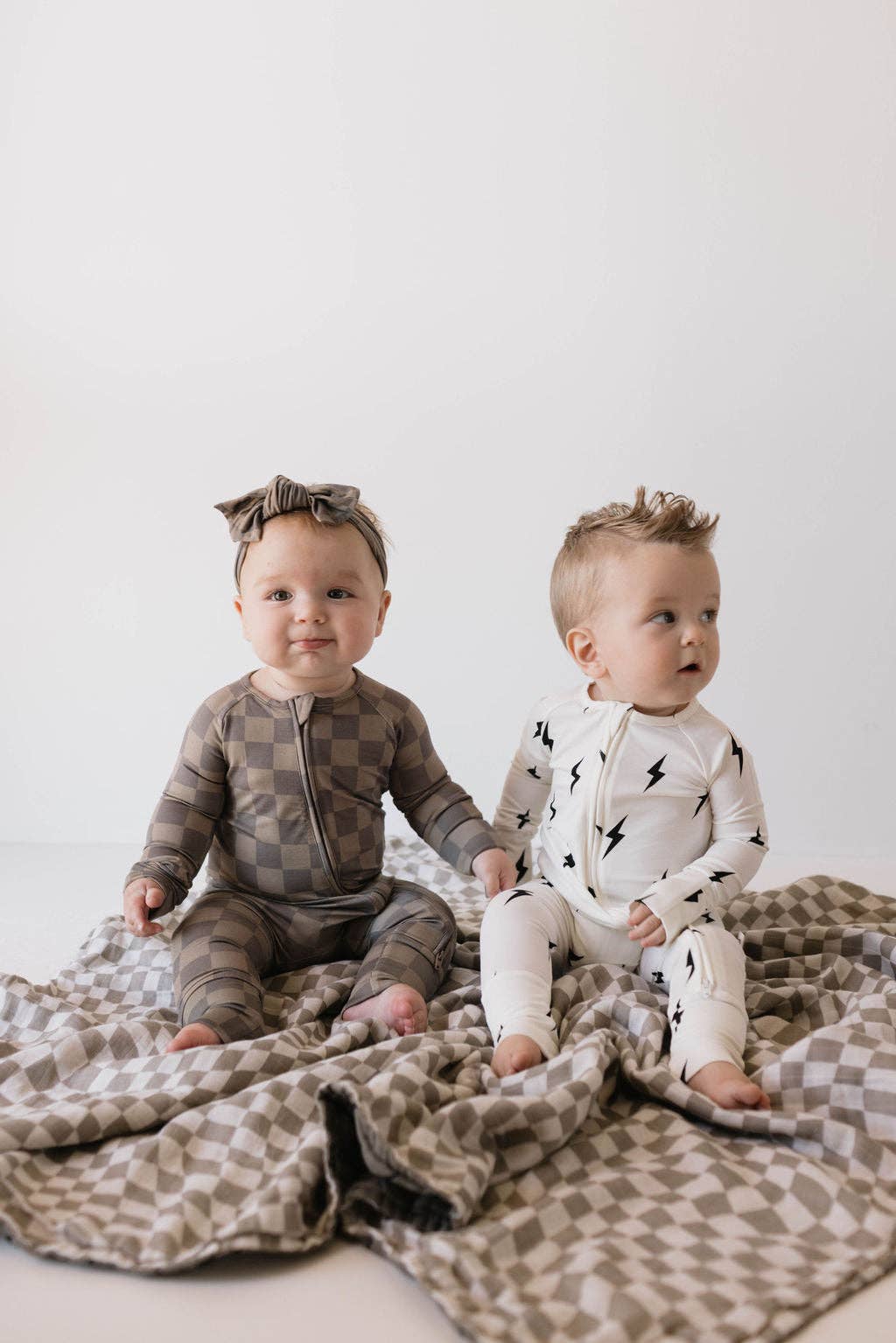 Bamboo Zip Pajamas | White &amp; Black Lightning Bolt
