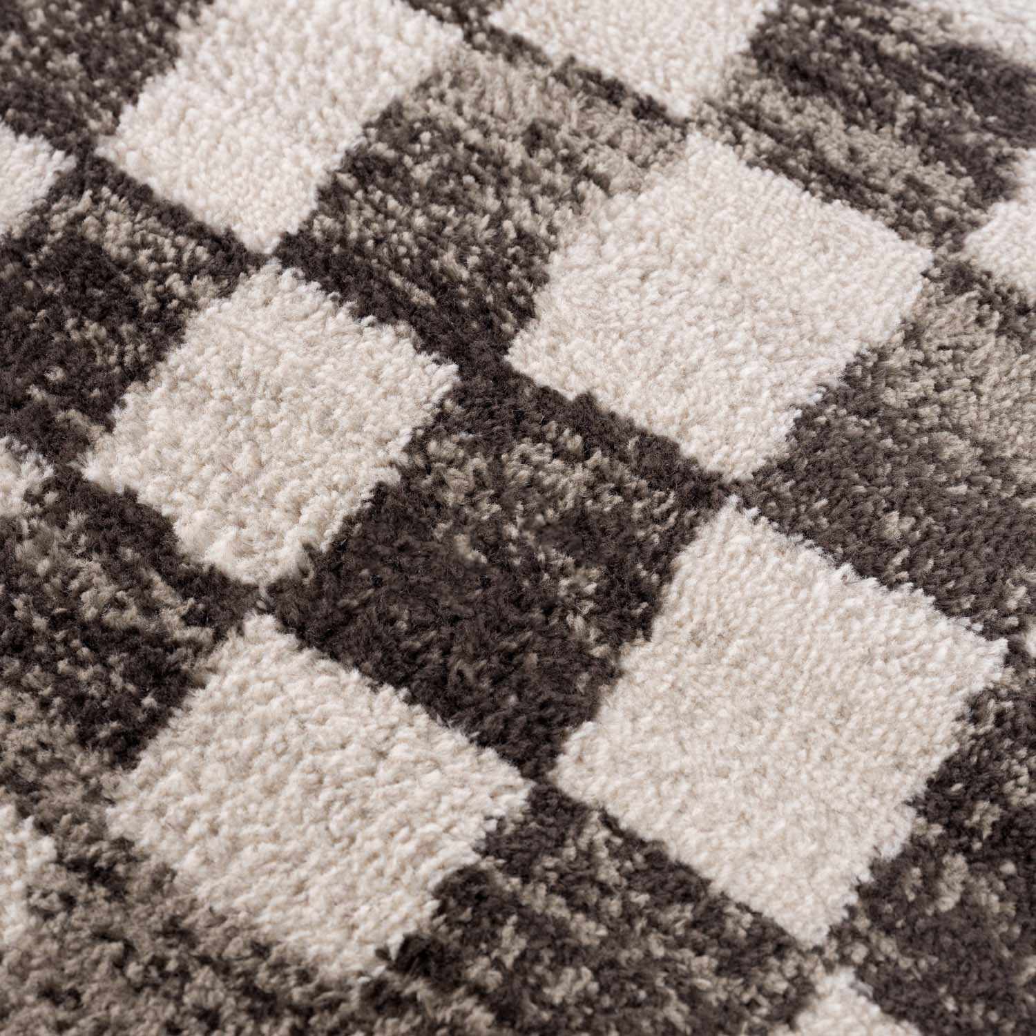 Benjy Cream &amp; Charcoal Checkered Area Rug