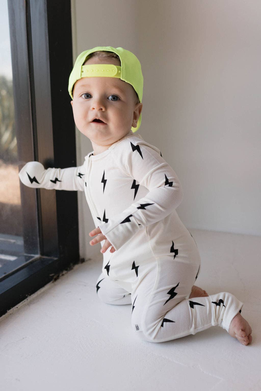 Bamboo Zip Pajamas | White &amp; Black Lightning Bolt