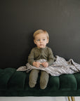 Winter Green Organic Cotton Ribbed Zipper