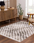 Benjy Cream & Charcoal Checkered Area Rug