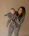 Women's Bamboo Pajamas | Black Checkerboard